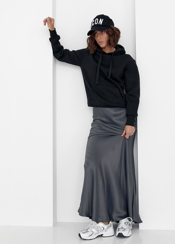 Женское теплое худи с карманом спереди - черный Lurex (262810266)
