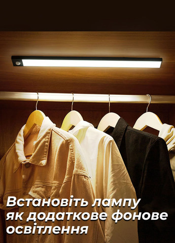 Светодиодная лампа с аккумулятором / led светильник с датчиком движения для кухни, ванной 30см 8799 Черный 65867 OnePro (268128371)