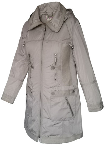 Бежевая демисезонная куртка длинная полупальто женское демисезонное с капюшоном collection Romantic