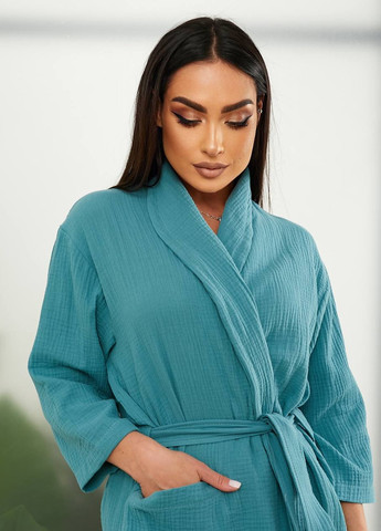 Жіночий мусліновий халат колір морська хвиля р.48/52 437143 New Trend (259812560)