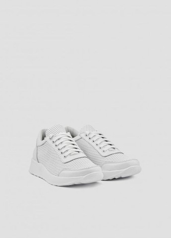 Белые демисезонные белые кожаные кроссовки с перфорацией Villomi