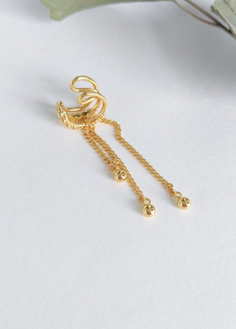 Кафа на вухо з ланцюжками MK1246-1 жовте золото DeKolie (260596482)