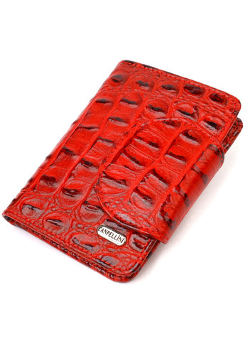 Женское фактурное портмоне среднего размера из натуральной кожи с тиснением под крокодила 21807 Красное Canpellini (259874039)