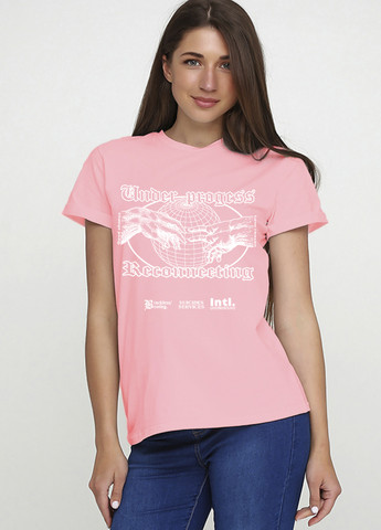 Розовая женская футболка 19ж441-24 розовая с принтом с коротким рукавом Malta