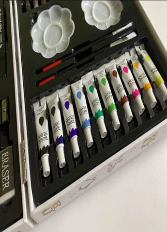 Набір для творчості малювання дитячий зі скетч-маркерами фарби фломастери 50 предметів у валізі No Brand (268752708)