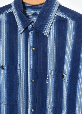 Сорочка чоловіча батальна в смужку синього кольору Let's Shop (276963346)