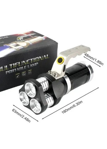 Аккумуляторный фонарик Светодиодный фонарь прожектор с ручкой 3 x -XPE 30 W от сети и от прикуривача Led (257080534)