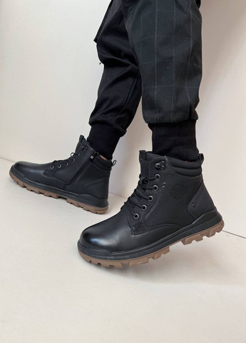 Черные спортивные, повседневные осенние ботинки зимние из натуральной кожи Stilli