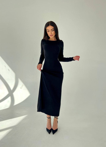 Черное шикарное платье макси из мягкой вискозы с идеальной посадкой, стильное платье идеального кроя подчёркивающий женственность No Brand