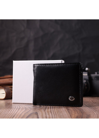 Стильний чоловічий гаманець із натуральної шкіри 22457 Чорний st leather (277980469)