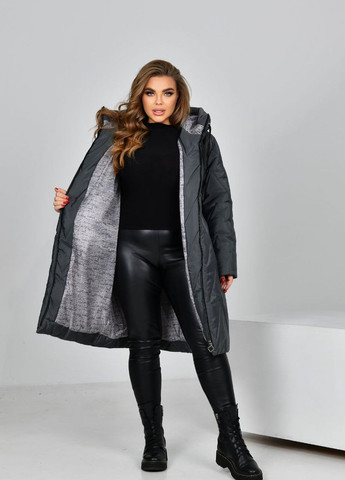 Сіра женская теплая курточка цвет серй р.54 447403 New Trend