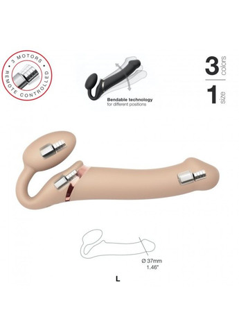 Безремінний страпон з вібрацією Vibrating Flesh L, діаметр 3,7см, пульт ДК, регульований Strap-On-Me (257520509)