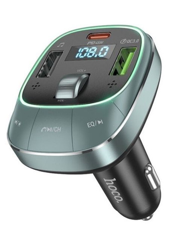 Автомобільний FM-трансмітер E76 Pole (PD 45W + QC3.0, 2USB, Bluetooth 5.0, швидка зарядка) - Зелений Hoco (276003522)