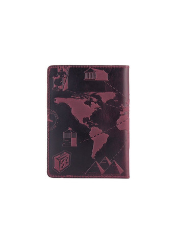 Обложка для паспорта из кожи HiArt PC-02 7 wonders of the world Красный Hi Art (268371672)