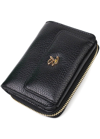 Стильний жіночий гаманець з місткою монетницею на блискавці з натуральної шкіри 22012 Чорний Tony Bellucci (262158023)