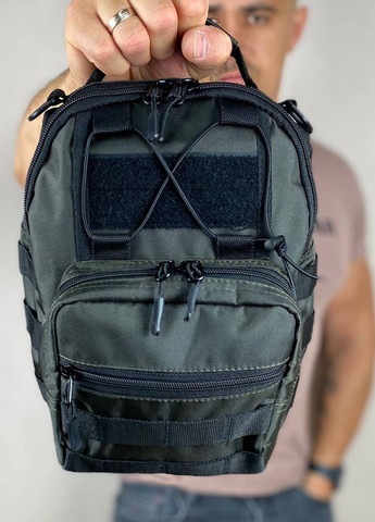 Тактическая нагрудная сумка зеленая барсетка слинг TACTIC XL хаки No Brand (258459133)