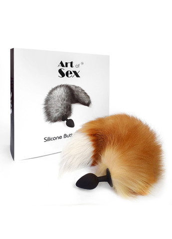 Силиконовая анальная пробка с хвостом из натурального меха size M Red Fox fox Art of Sex (277237344)