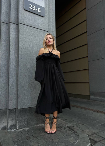 Черное кэжуал, вечернее женское платье софт No Brand