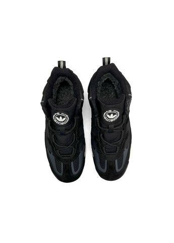 Черные зимние кроссовки женские, вьетнам adidas Originals Niteball High All Black White Fur
