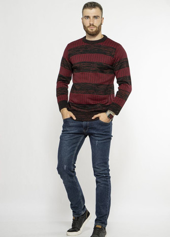 Прозорий зимовий стильний чоловічий светр (чорно-бордовий) Time of Style
