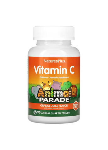 Витамин С для Детей без Сахара Sugar free Vit C - 90 таблеток в форме животных Nature's Plus (276903980)