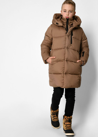 Коричневая зимняя пуховая зимняя куртка для мальчика 9118 128-134 см коричневый 68538 X-Woyz
