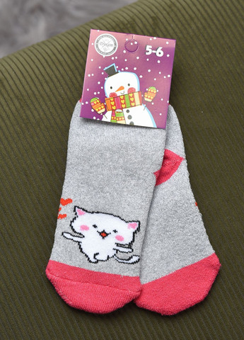 Шкарпетки махрові дитячі сірого кольору з малюнком Let's Shop (269692559)