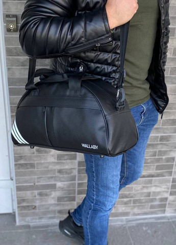Спортивная черная сумка средння эко кожа мужская женская Wallaby (258662342)