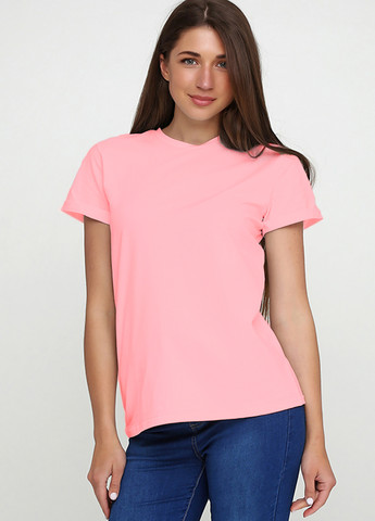 Рожева літня жіноча футболка 19ж441-24 рожева з коротким рукавом Malta