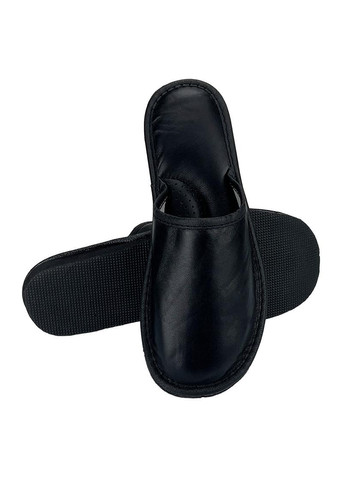 Черные тапочки кожаные домашние мужские черные 40250 LuckLine