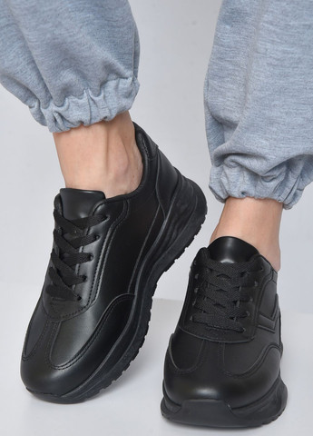Чорні осінні кросівки жіночі чорного кольору на шнурівці Let's Shop
