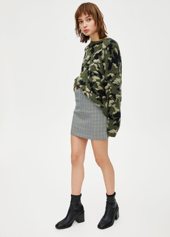 Белая спідниця літо,білий-чорний в клітку, Pull & Bear