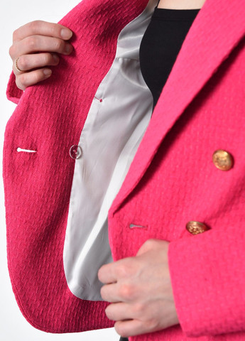 Малиновый женский пиджак женский укороченный малинового цвета Let's Shop с орнаментом - демисезонный