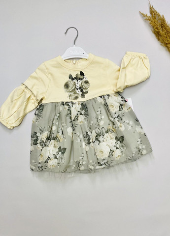 Бежевое платье для девочки в цветочный принт Murat baby (275399022)