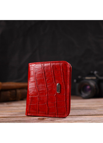 Жіночий гаманець з натуральної шкіри з тисненням під крокодила 21795 Червоний Canpellini (259815835)