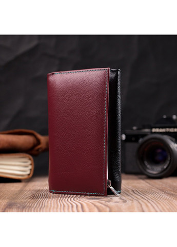 Місткий шкіряний гаманець у три складання для жінок 19444 Різнокольоровий st leather (277980481)