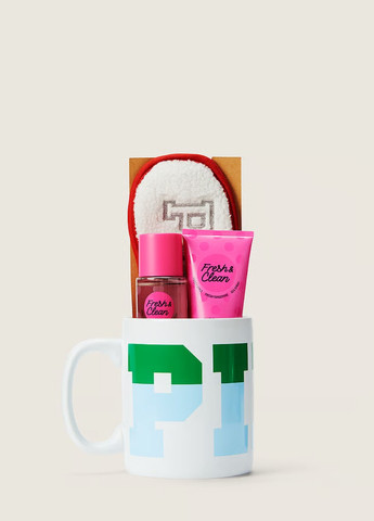 Подарунковий набір з кухлем та маскою для сну Victoria's Secret Fresh & Clean Pink (268569142)
