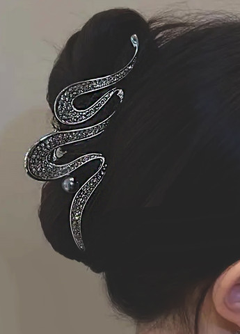 Заколка краб для волосся "Fillet", чорна зі стразами, 14 см Анна Ясеницька (264835914)