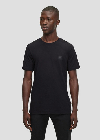 Черная футболка мужская Hugo Boss RELAXED-FIT T-SHIRT IN COTTON JERSEY WITH LOGO PATCH