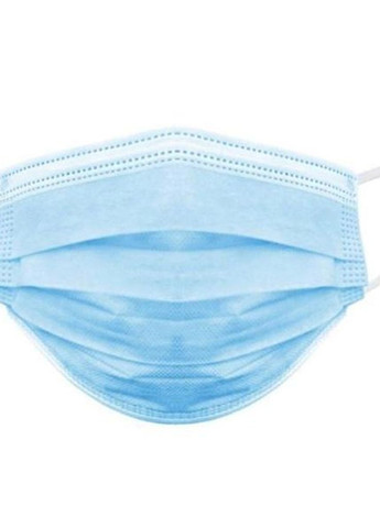Маска медична нестерильна тришарова на гумках з носовим затиском в індивідуальній упаковці 50 штук Блакитний Славна (266905449)