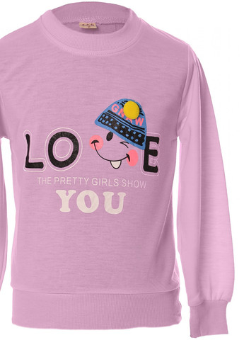 Розовая футболки батник на дівчаток (love) Lemanta