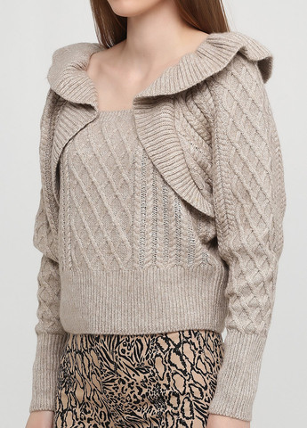 Бежевий демісезонний жіночий в'язаний светр з воланами н&м (10177) l бежевий H&M