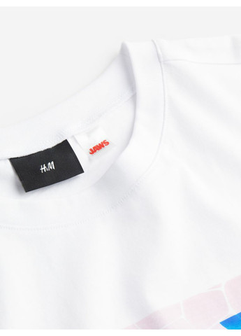 Біла чоловіча футболка з принтом н&м (55814) s біла H&M