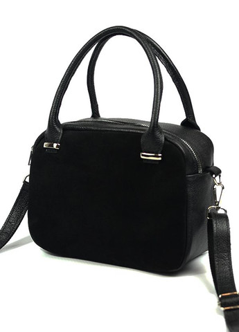 Замшевая женская черная маленькая кожаная сумка кросс боди с ручками Serebro (276534085)