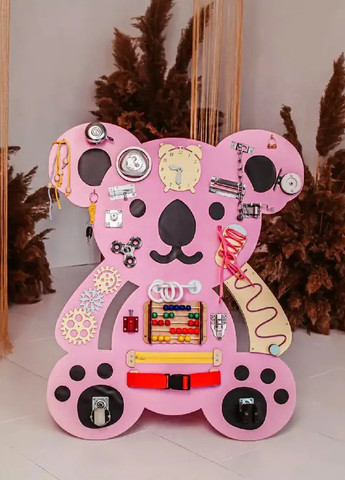 Деревянный бизикубик бизиборд развивающая игрушка в виде животного для малышей 75х63х12 см (474326-Prob) Розовая коала Unbranded (258139920)