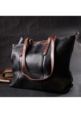 Містка сумка для жінок з натуральної шкіри 22281 Чорна Vintage (276457606)