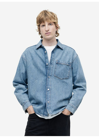 Чоловіча джинсова сорочка Н&М (56503) S Синя H&M (271494535)