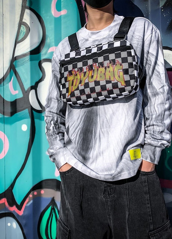 Нагрудна сумка 3025 TOYU BAG бронежилет чорно біла в клітинку No Brand (276461930)