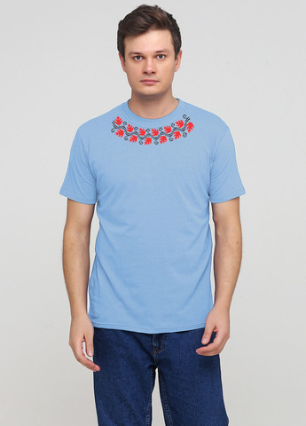 Голубая мужская футболка голубая с принтом "орнамент" с коротким рукавом Malta
