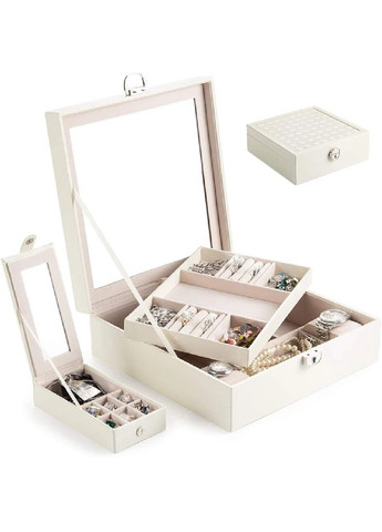 Скринька скриня органайзер коробка футляр для зберігання прикрас біжутерії 25.5х25.5х9 см (474655-Prob) Біла Unbranded (259261971)